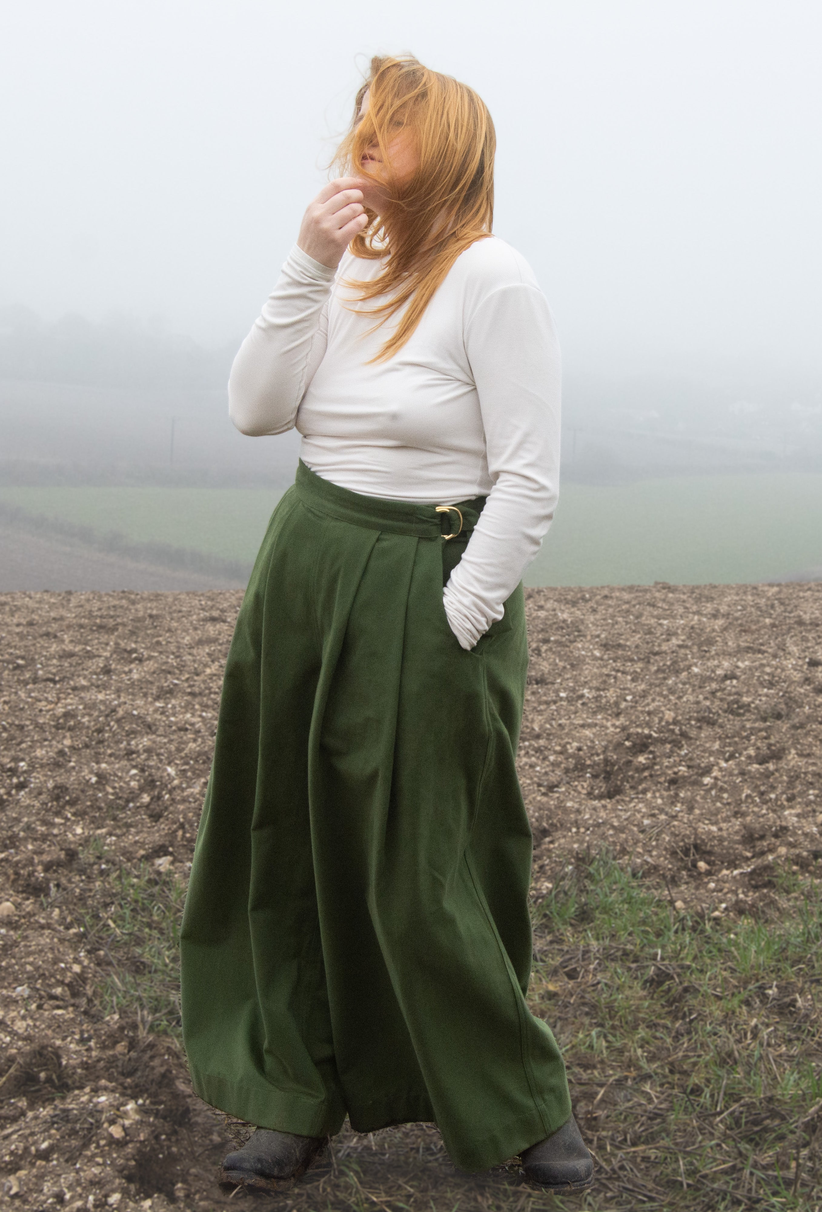 The Margo Trousers in Forest green twill - House of Flint