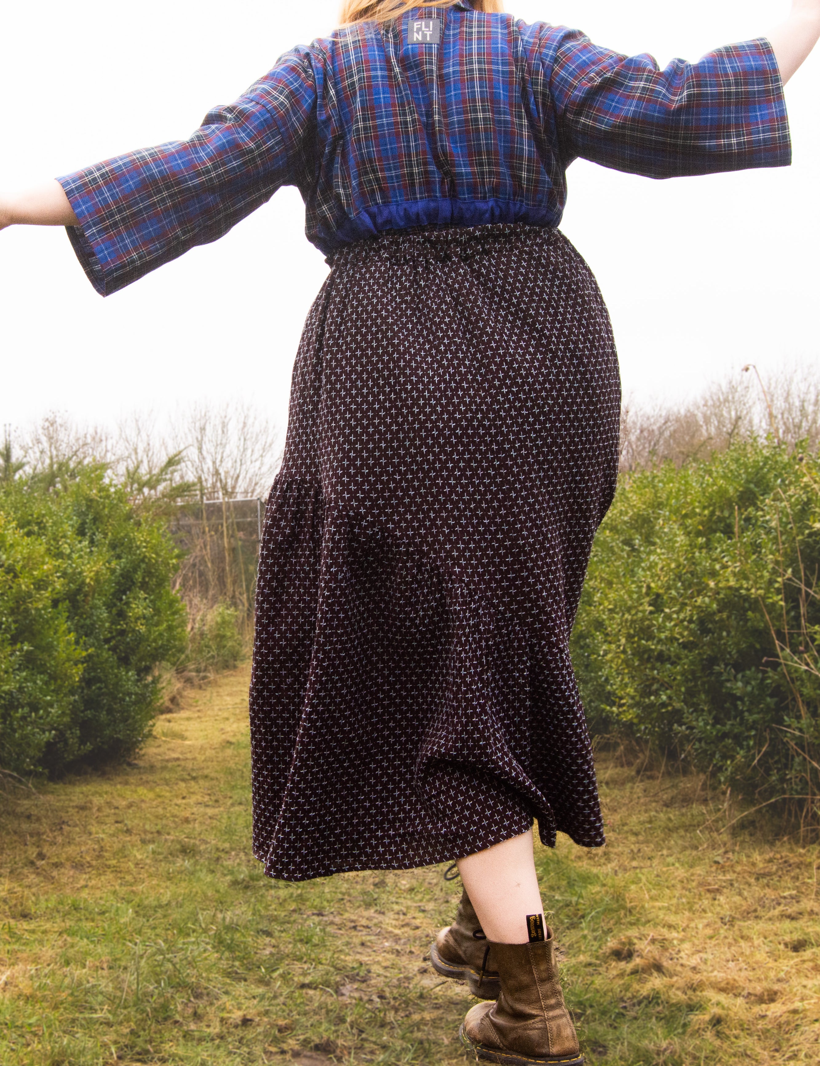 The Gathered Skirt in Cool Browns Cross Stitch Cotton - House of Flint