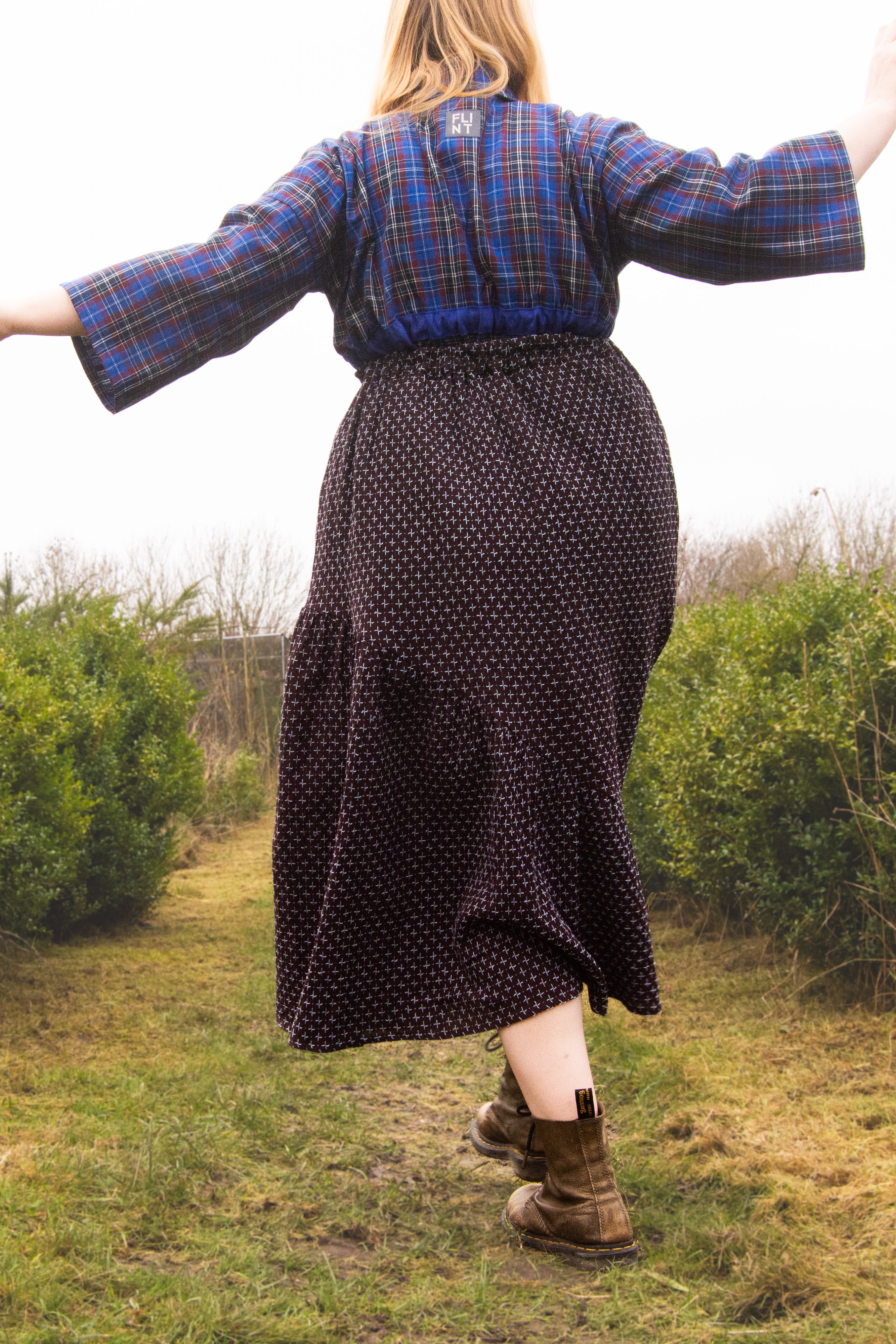 The Gathered Skirt in Cool Browns Cross Stitch Cotton - House of Flint