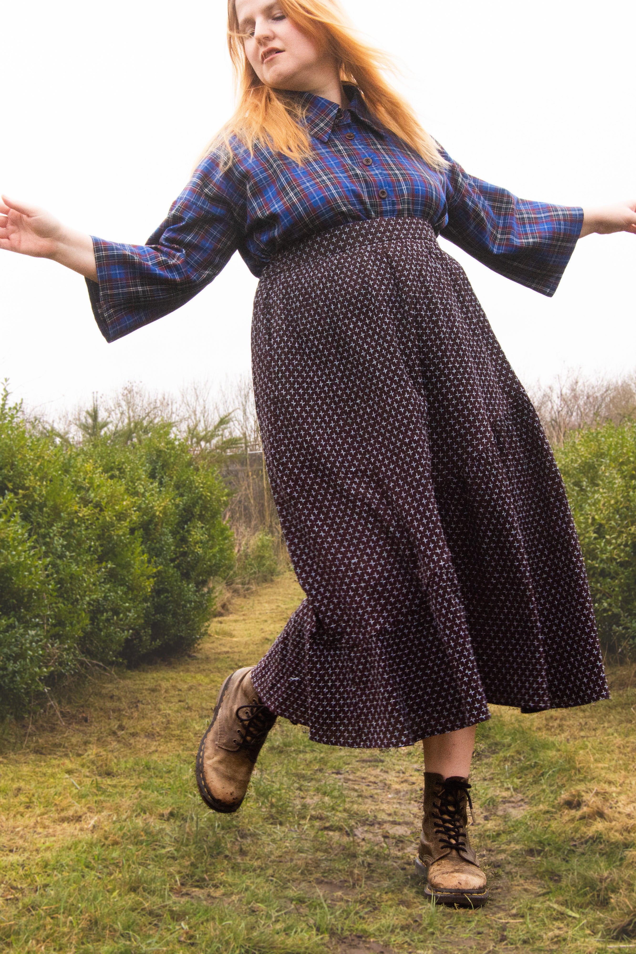 The Gathered Skirt in Cool Browns Cross Stitch Cotton - House of Flint