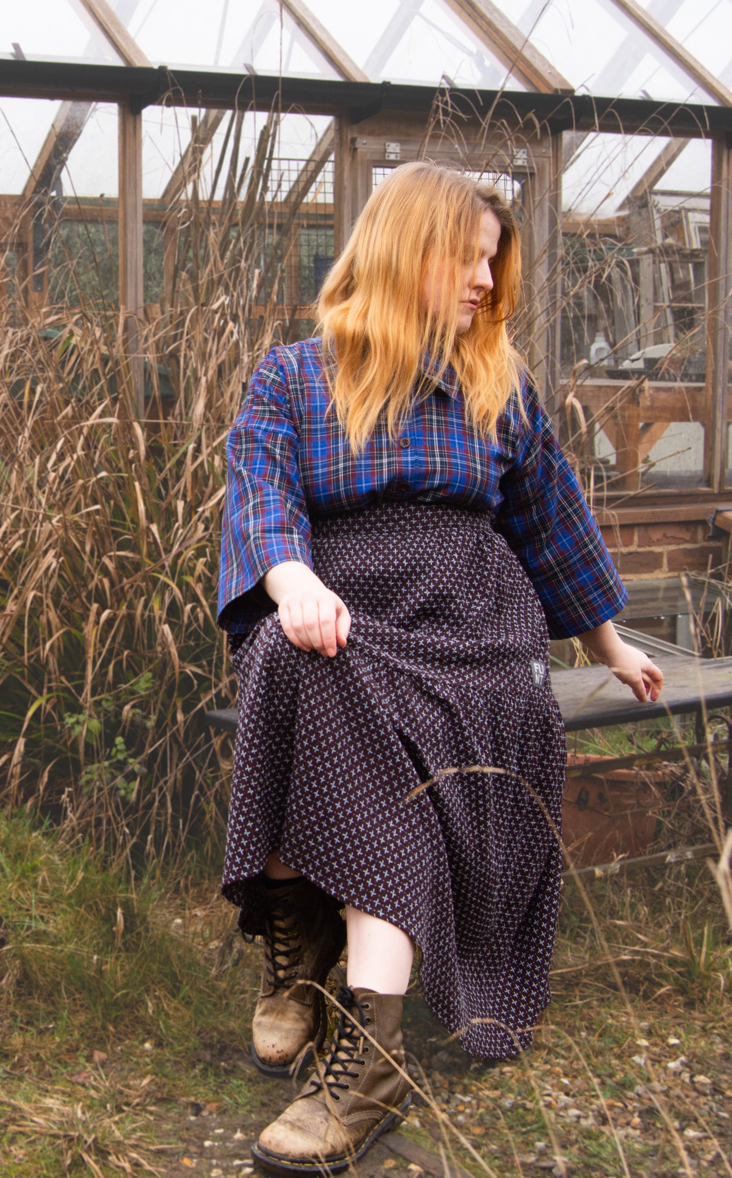 The Gathered Skirt in Cool Browns Cross Stitch Cotton - House of Flint