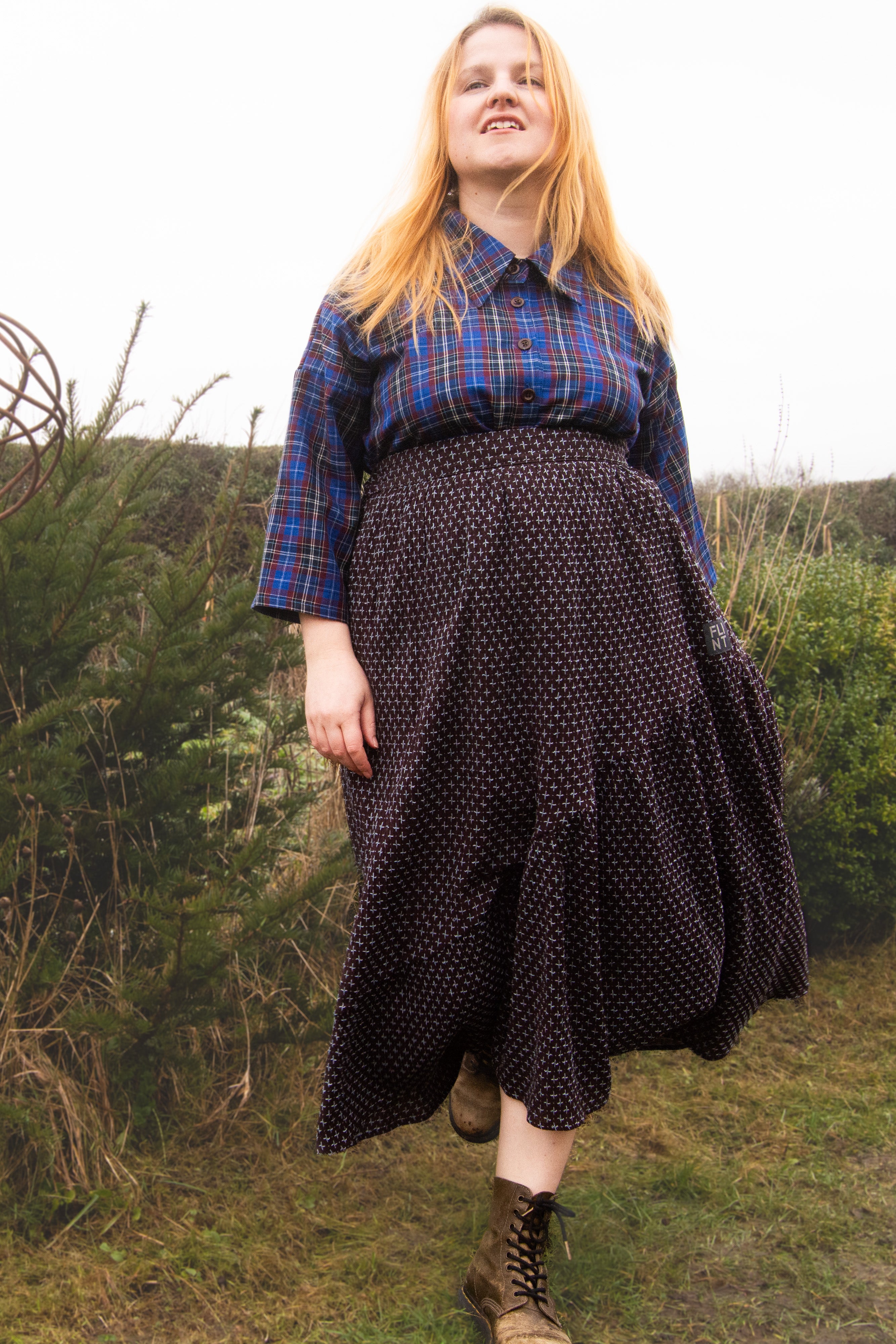 The Gathered Skirt in Cool Browns Cross Stitch Cotton - House of Flint