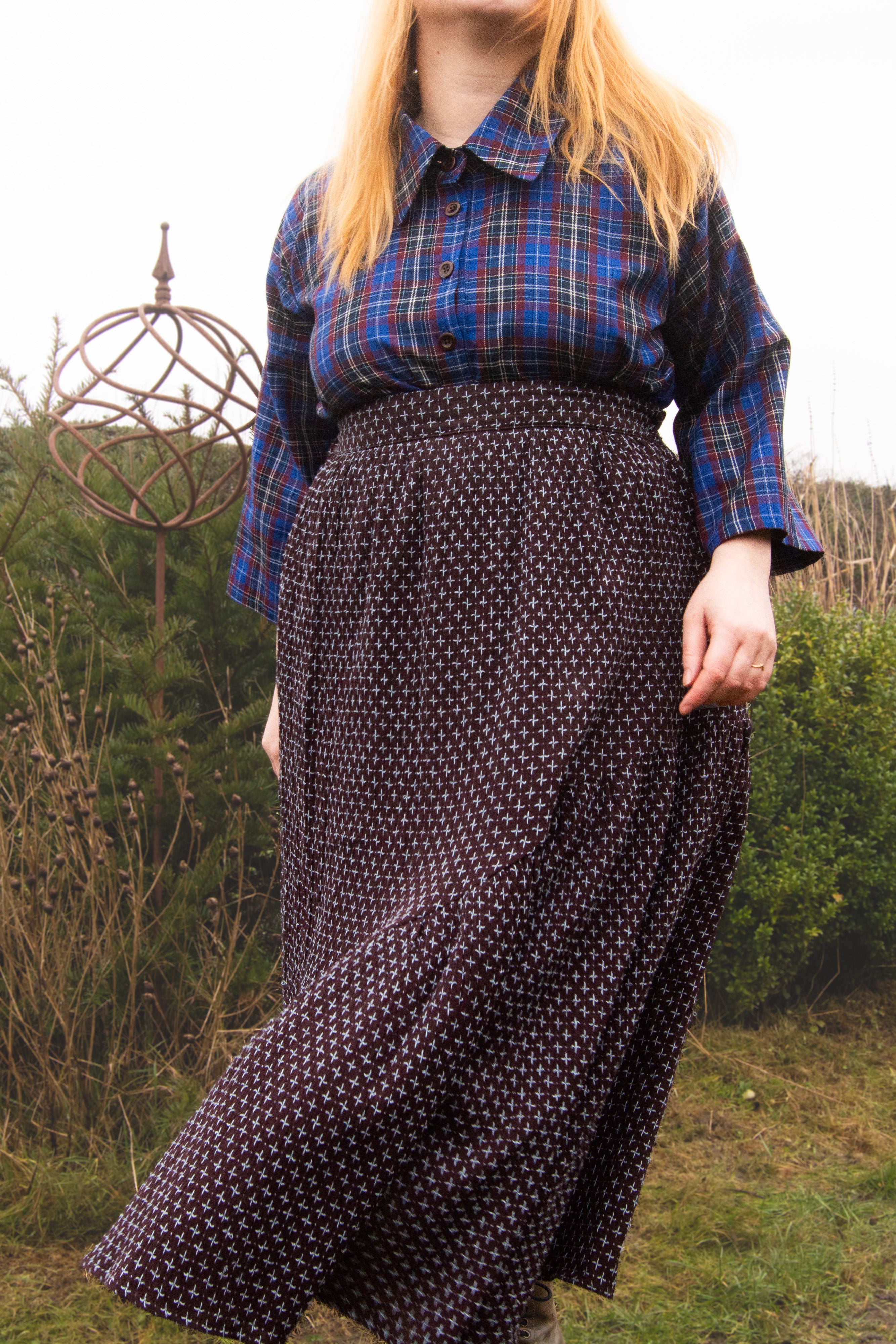 The Gathered Skirt in Cool Browns Cross Stitch Cotton - House of Flint