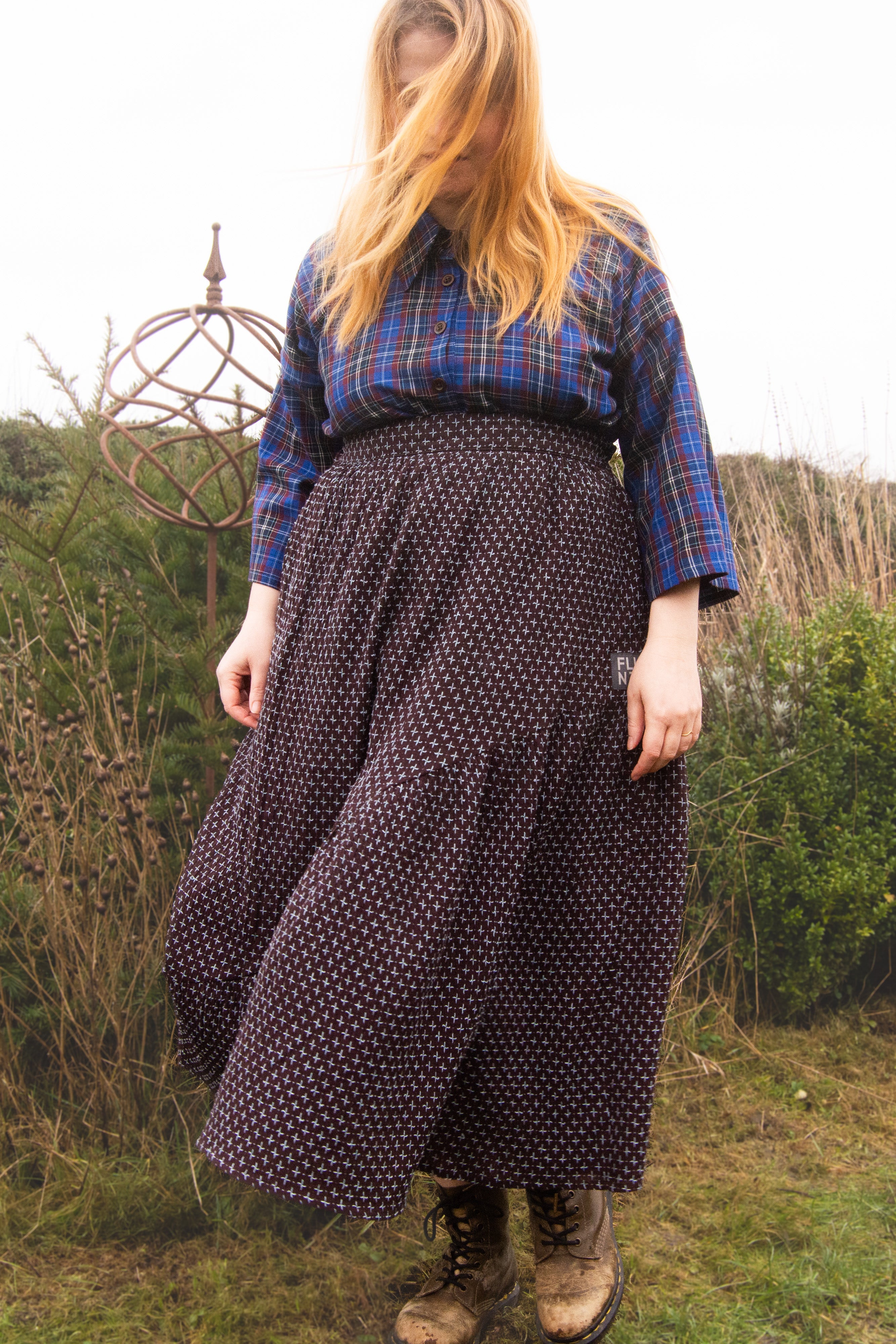 The Gathered Skirt in Cool Browns Cross Stitch Cotton - House of Flint