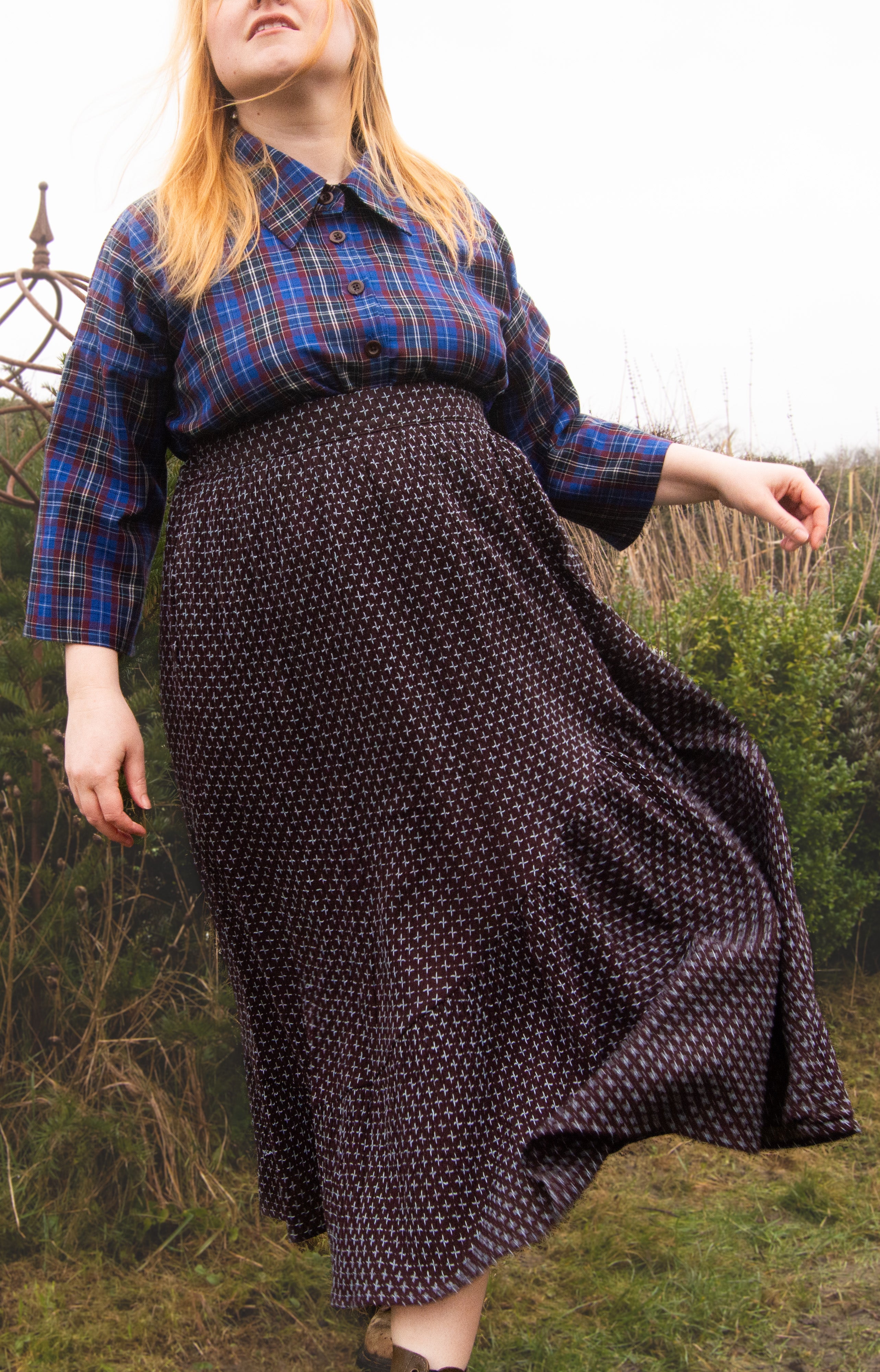 The Gathered Skirt in Cool Browns Cross Stitch Cotton - House of Flint