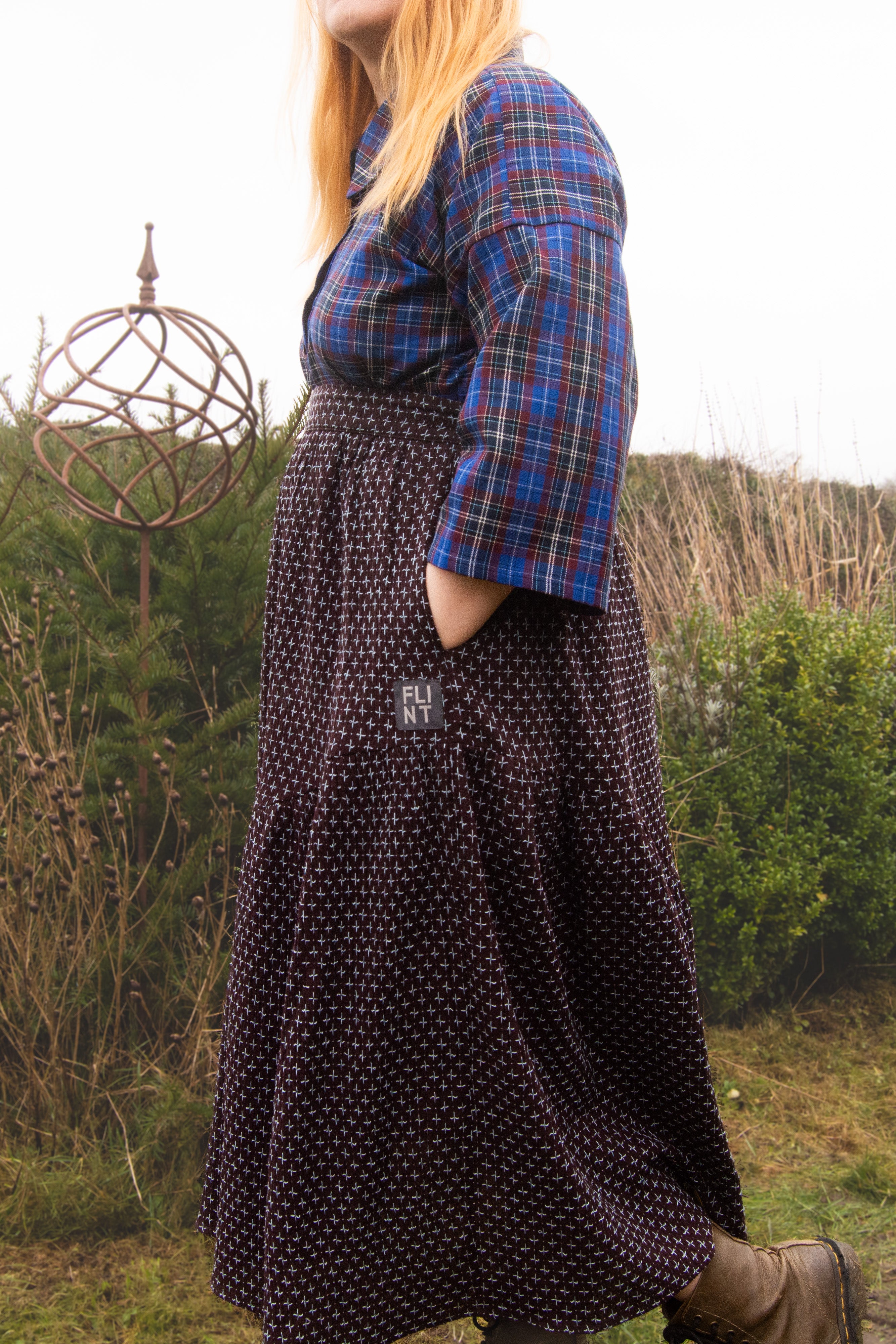 The Gathered Skirt in Cool Browns Cross Stitch Cotton - House of Flint