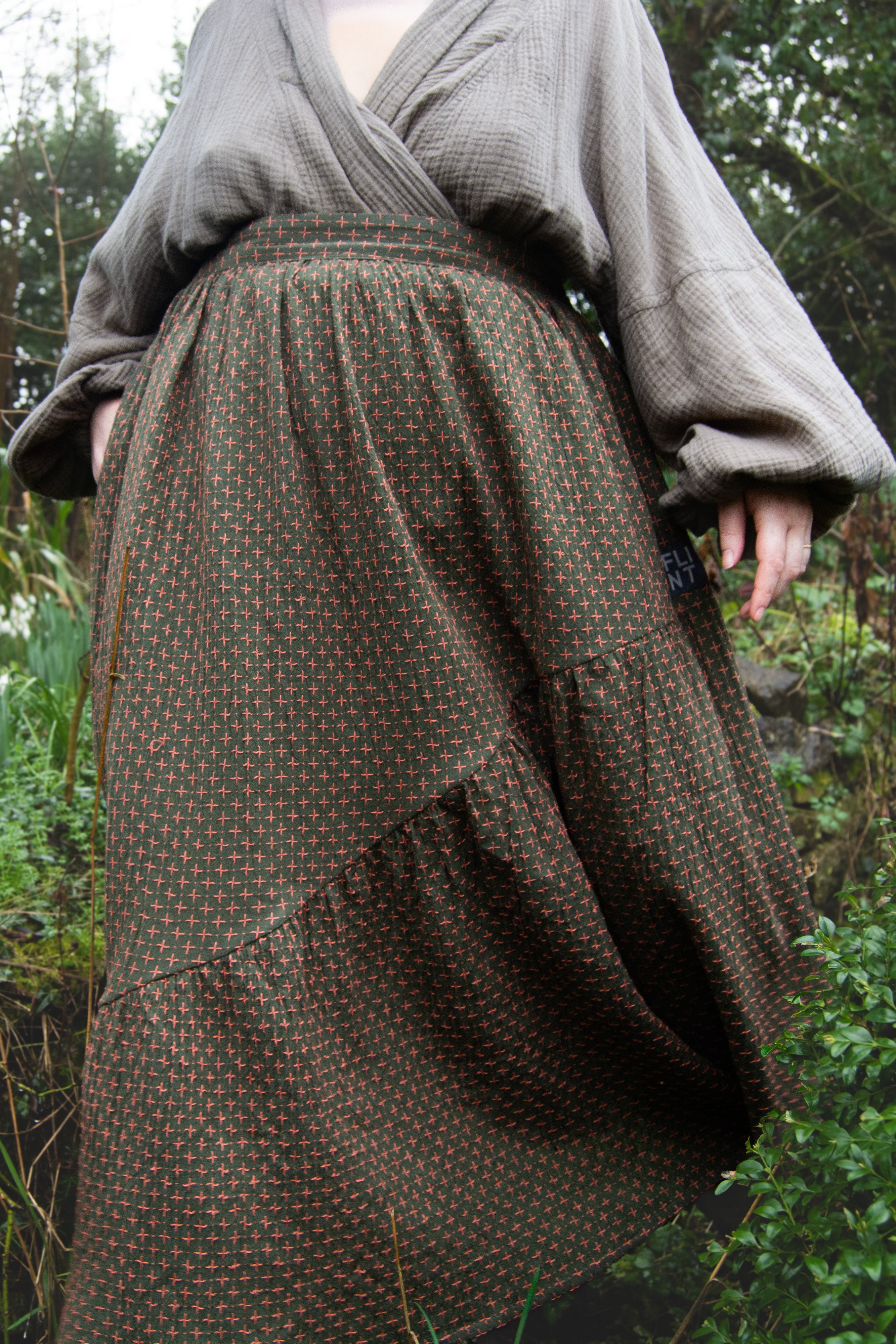 The Gathered Skirt in Pink Stitch Cotton - House of Flint