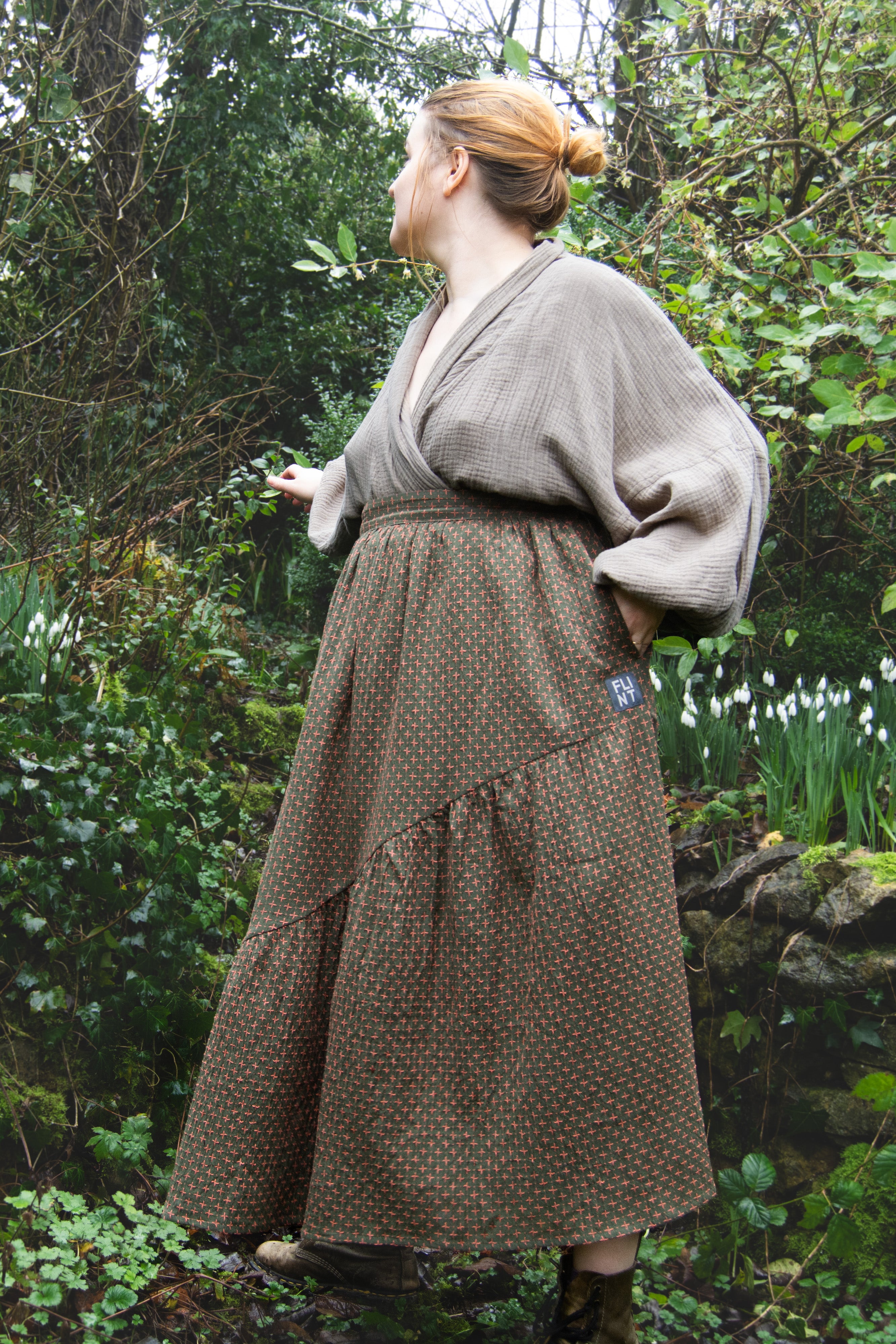 The Gathered Skirt in Pink Stitch Cotton - House of Flint