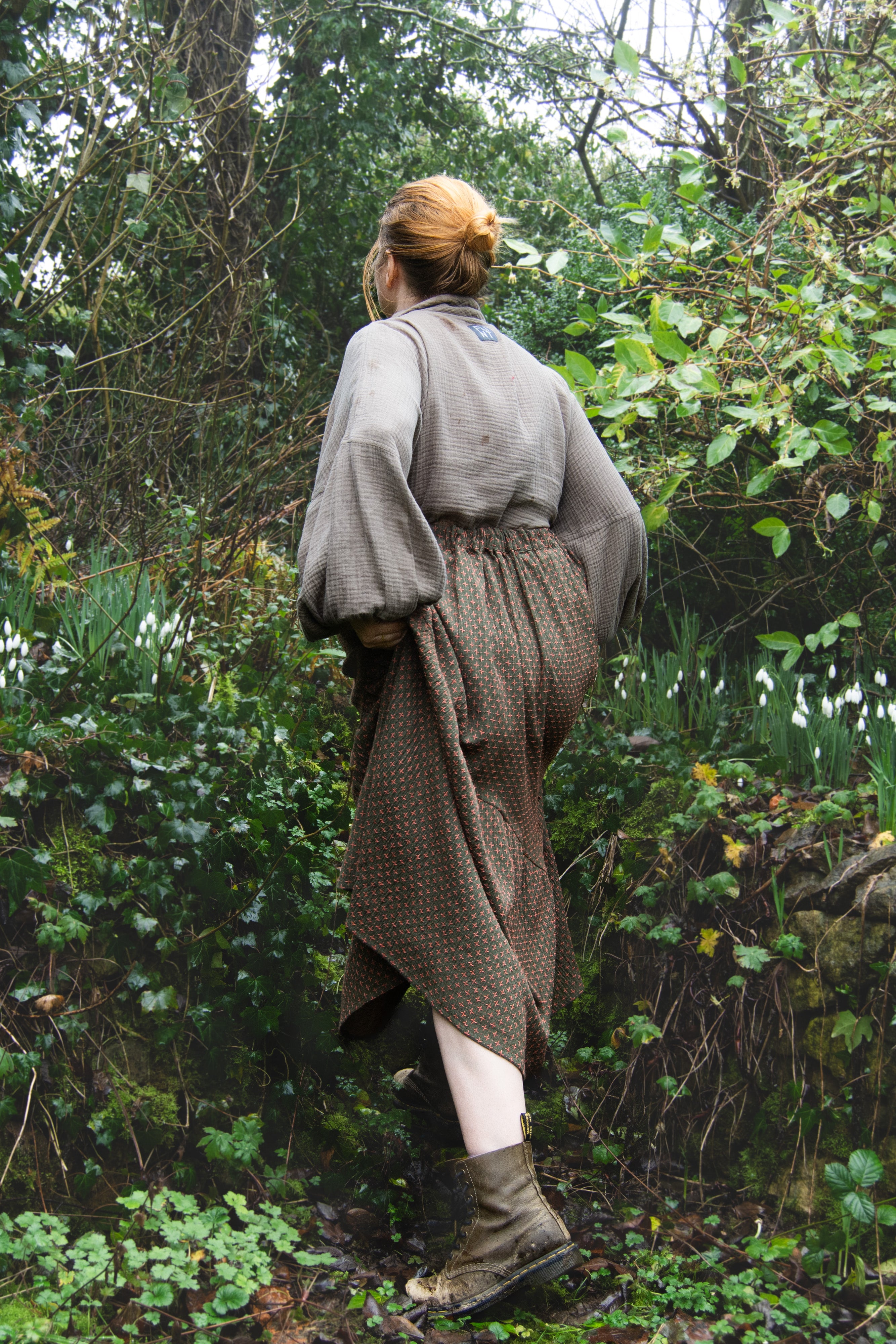 The Gathered Skirt in Pink Stitch Cotton - House of Flint