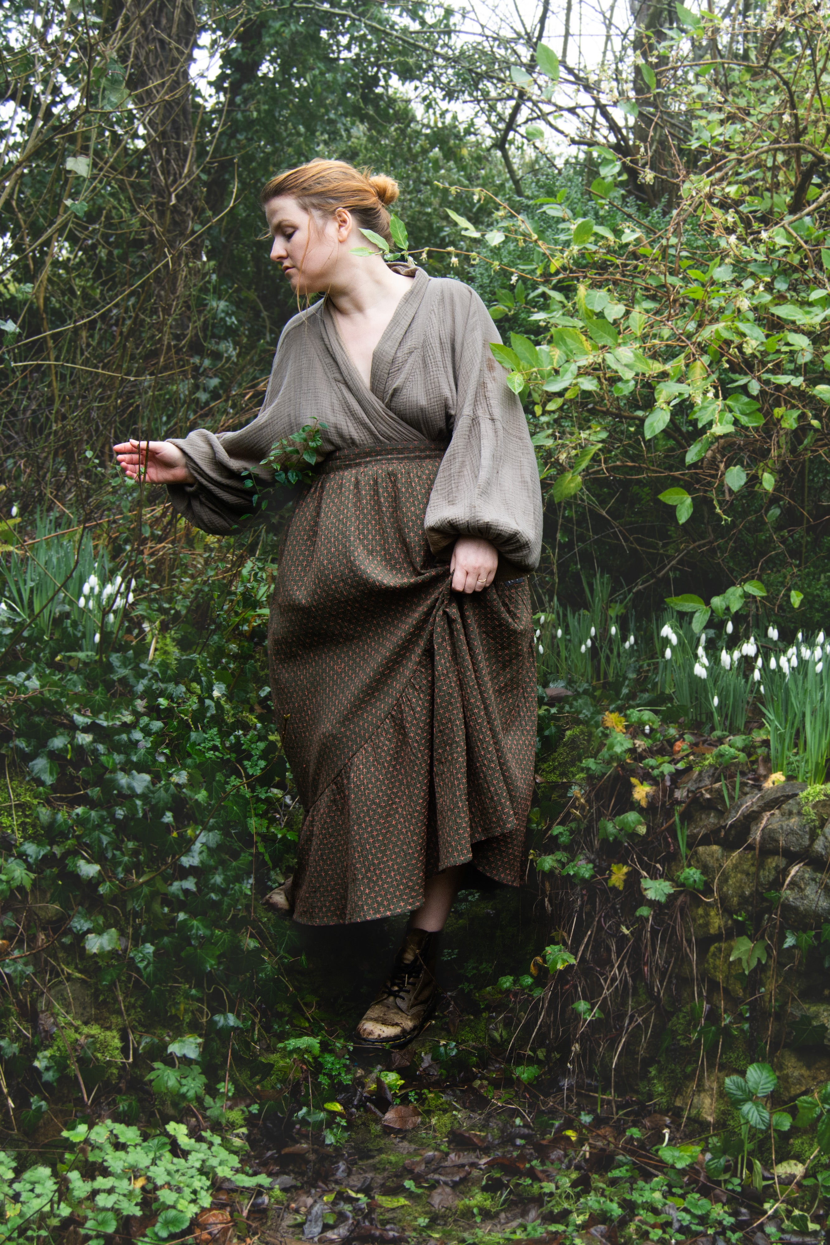 The Gathered Skirt in Pink Stitch Cotton - House of Flint