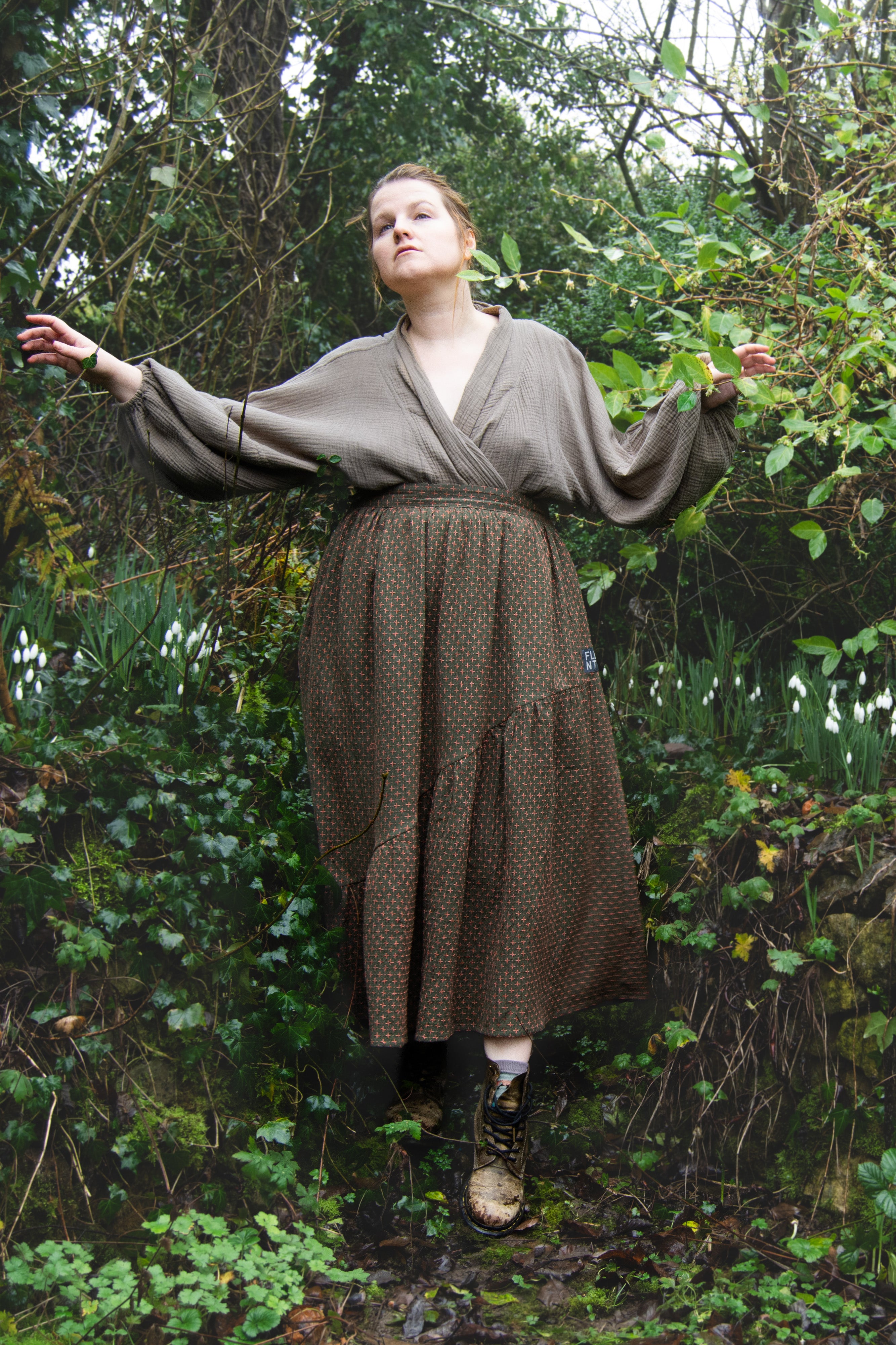 The Gathered Skirt in Pink Stitch Cotton - House of Flint