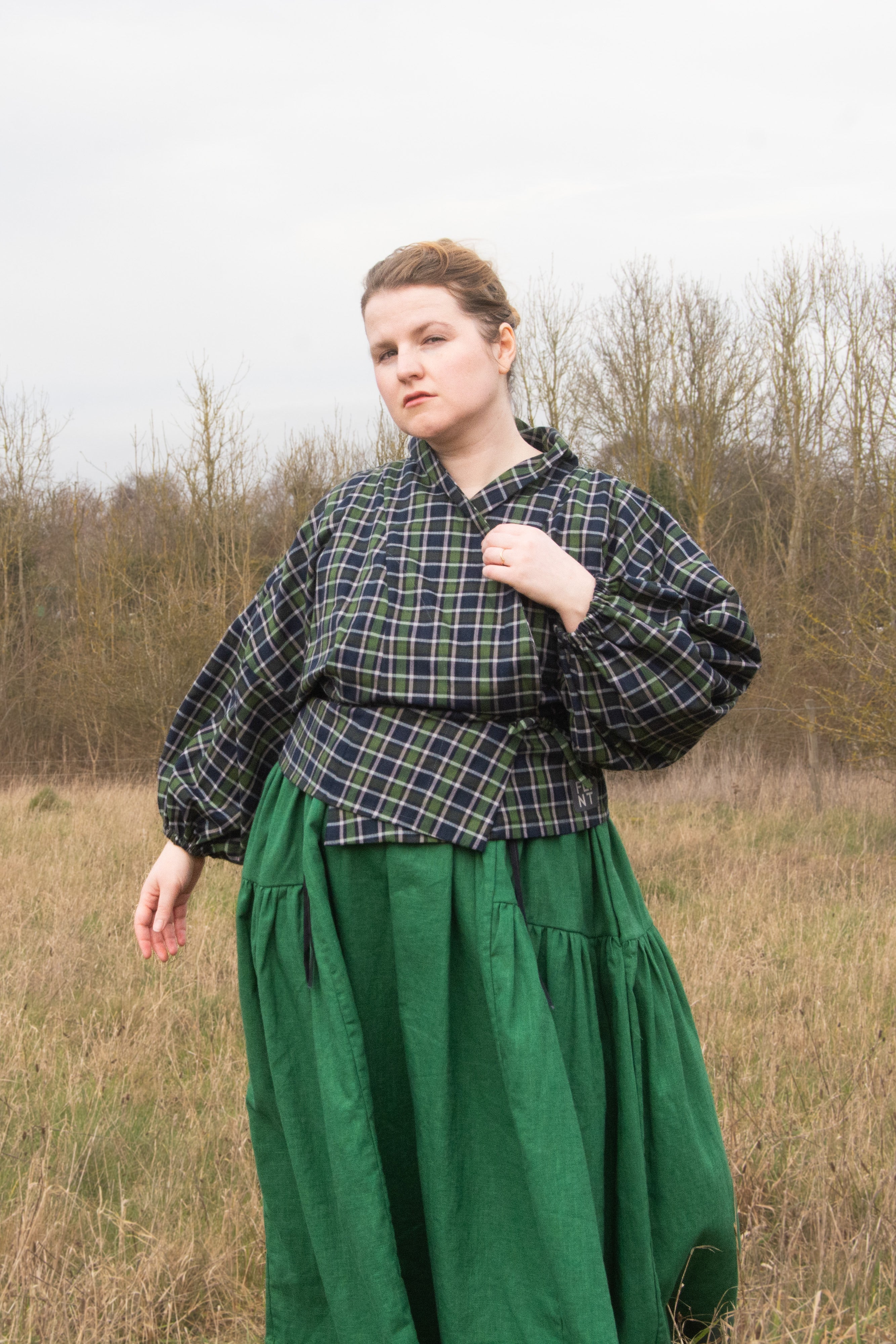 The Solstice Shirt in Blue/Green brushed cotton check - House of Flint