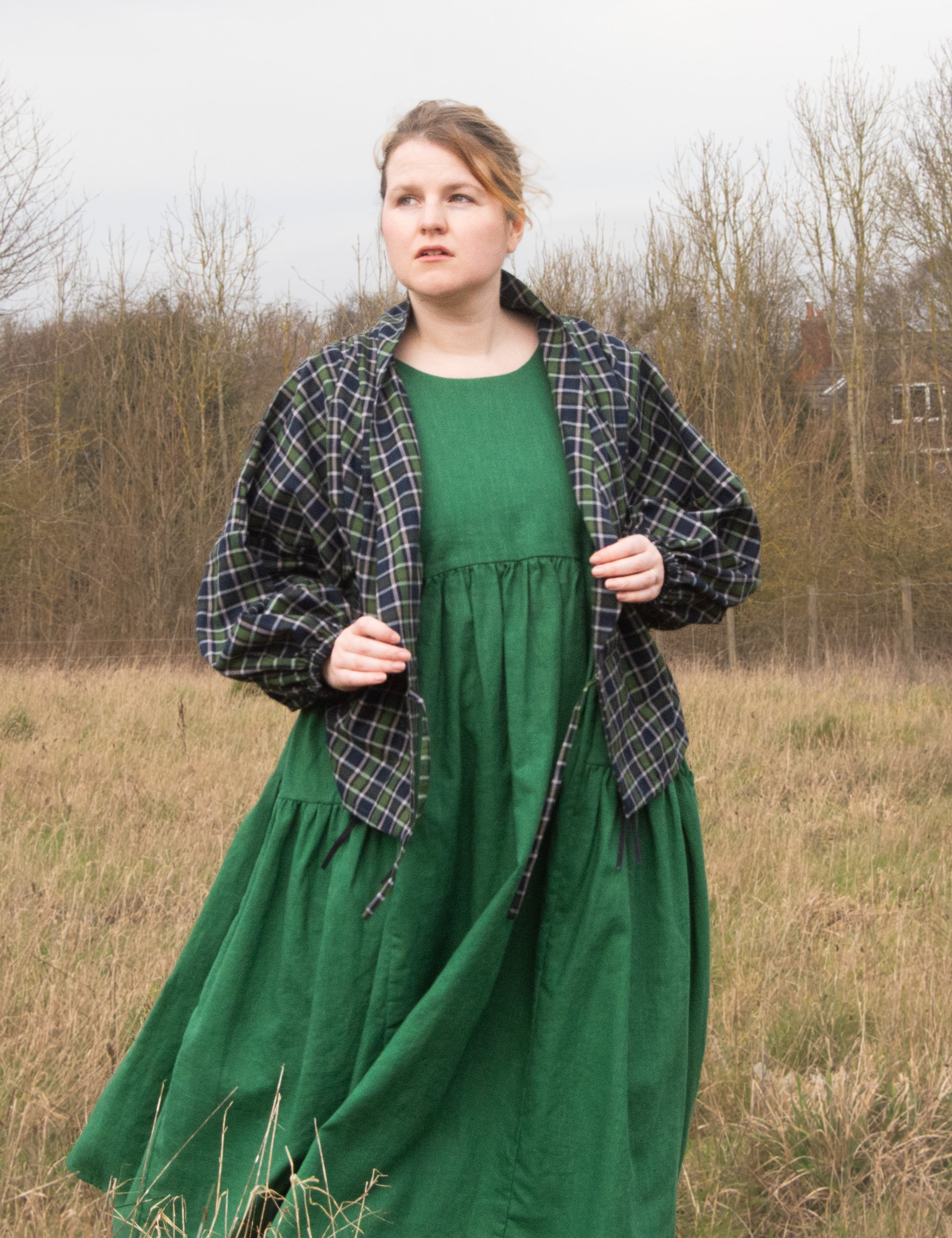 The Solstice Shirt in Blue/Green brushed cotton check - House of Flint