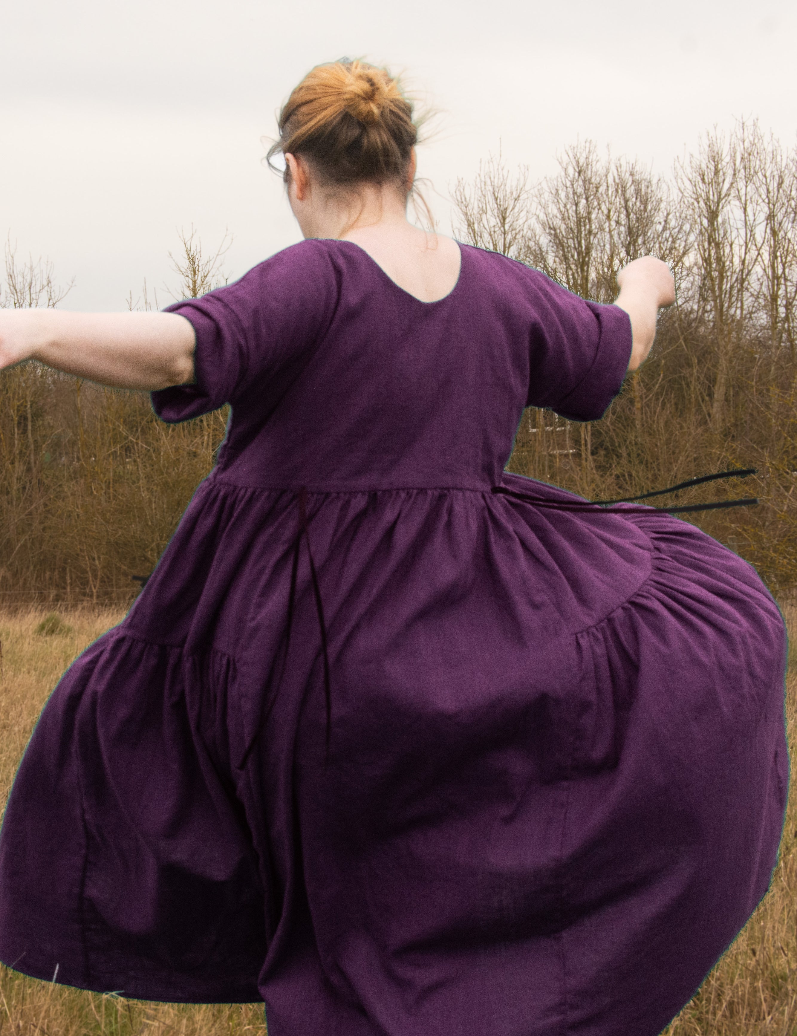 The Double Take Dress in Aubergine linen - House of Flint