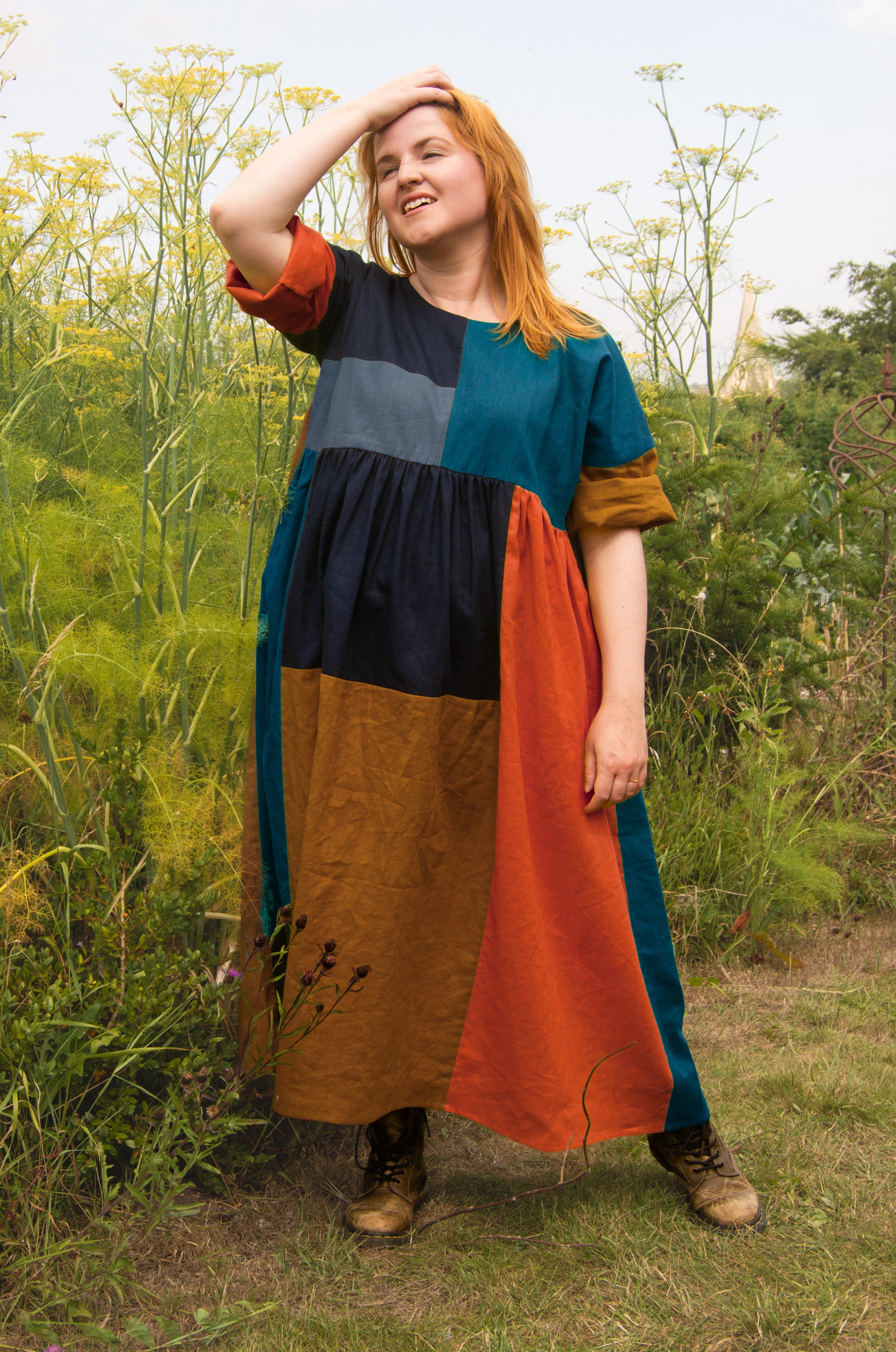 The Patchwork Everything Dress in Autumn linens - House of Flint