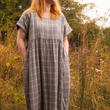 The Doddle Dress in Grey Windowpane