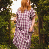 The Doddle Dress in Purple Double Gingham