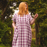 The Doddle Dress in Purple Double Gingham