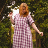The Doddle Dress in Purple Double Gingham