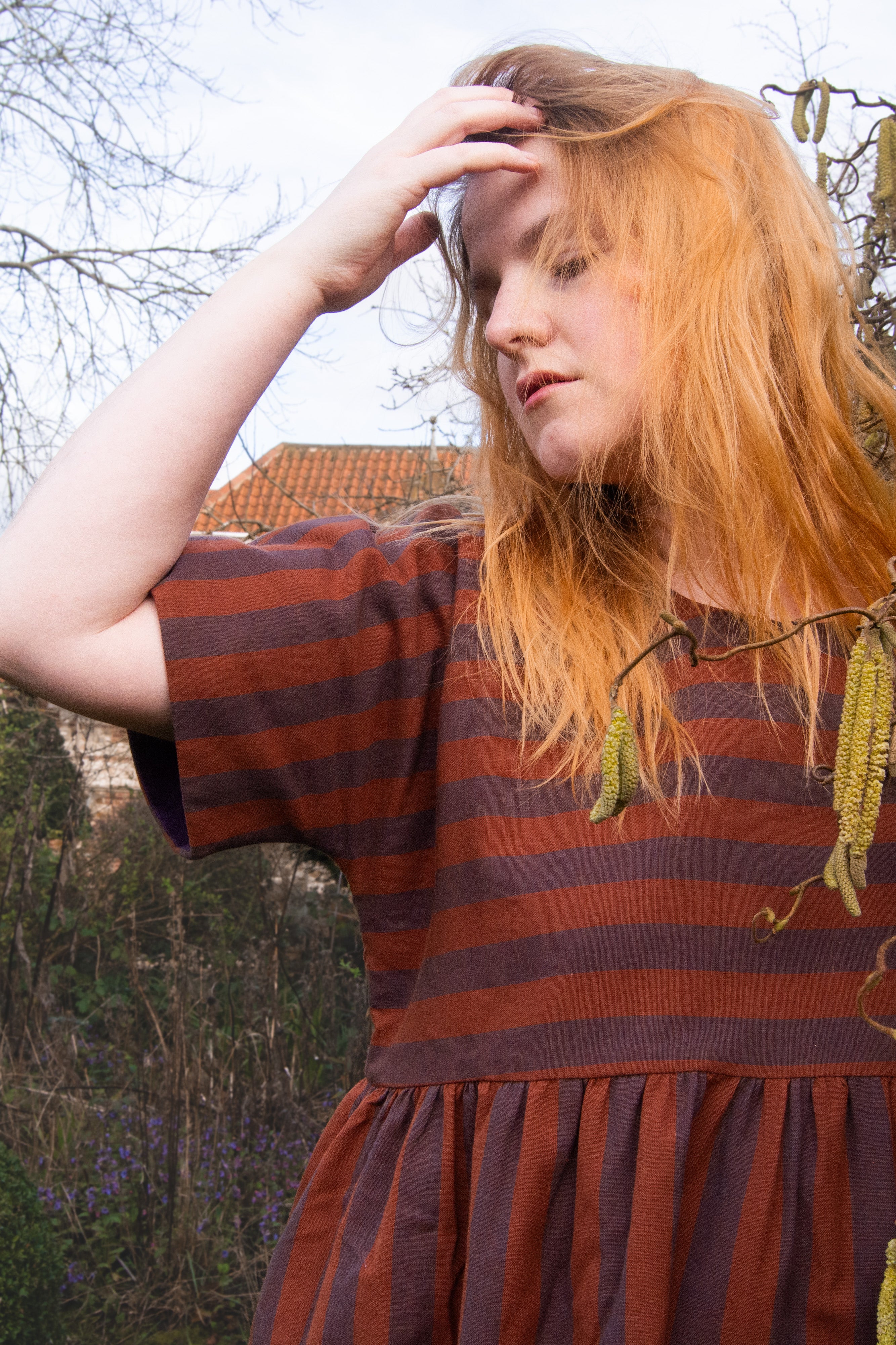 The Doddle Dress in Chestnut Stripe - House of Flint