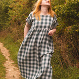The Doddle Dress in Sea Green Double Gingham