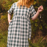 The Doddle Dress in Sea Green Double Gingham
